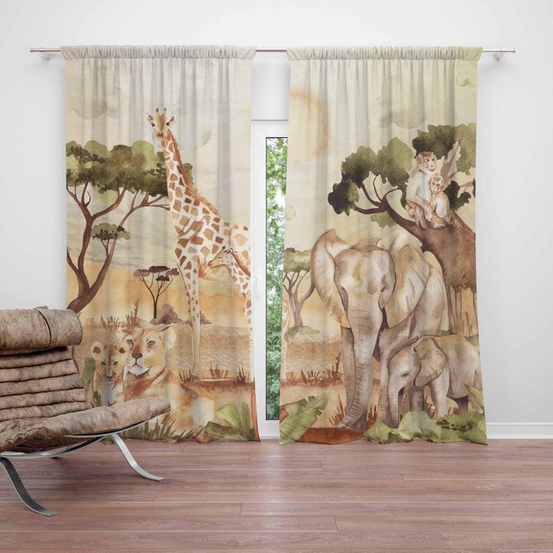 Blackout Curtain Nursery - Шторы для мамы и ребенка, сафари,
