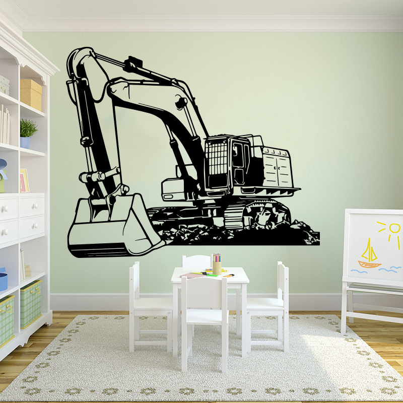 Baby Nursery Wall Decals - Большое тяжелое оборудование, экскаватор, экскаватор, наклейка