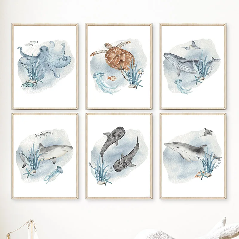 Baby Nursery Images - Плакаты и принты китов, рыб, акул,