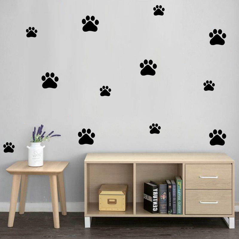Baby Nursery Wall Decals - Мультяшная собака кошка ходячая лапа принт