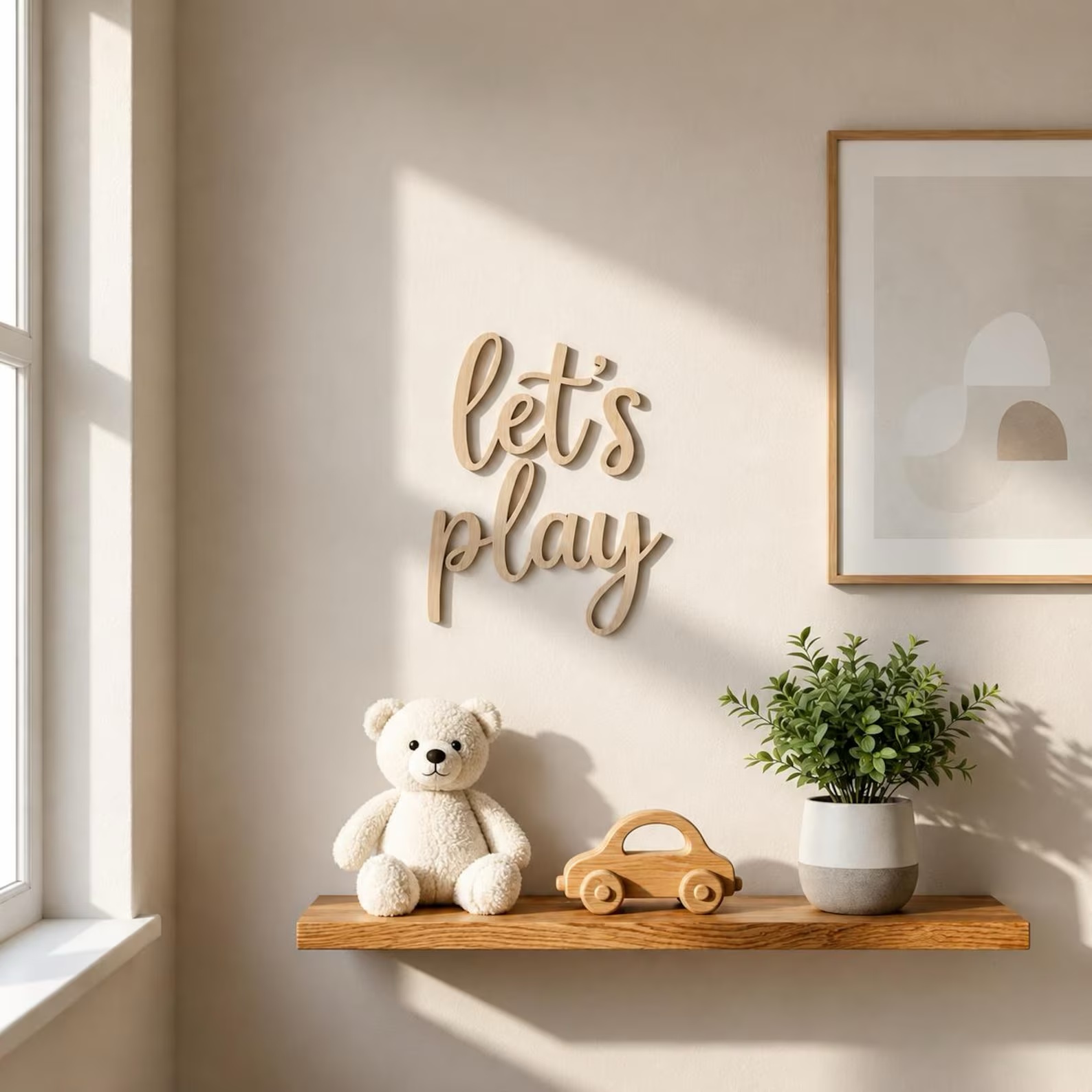 Baby Nursery Toy - Деревянная настенная табличка «Let's Play», декор