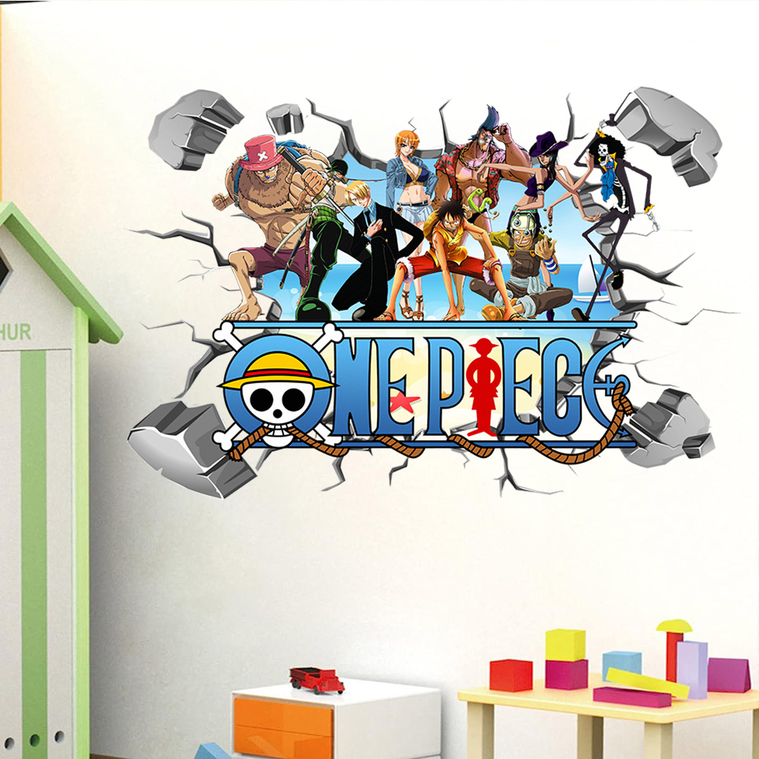Baby Nursery Wall Decals - Мультяшные 3D-наклейки на стену с Луффи