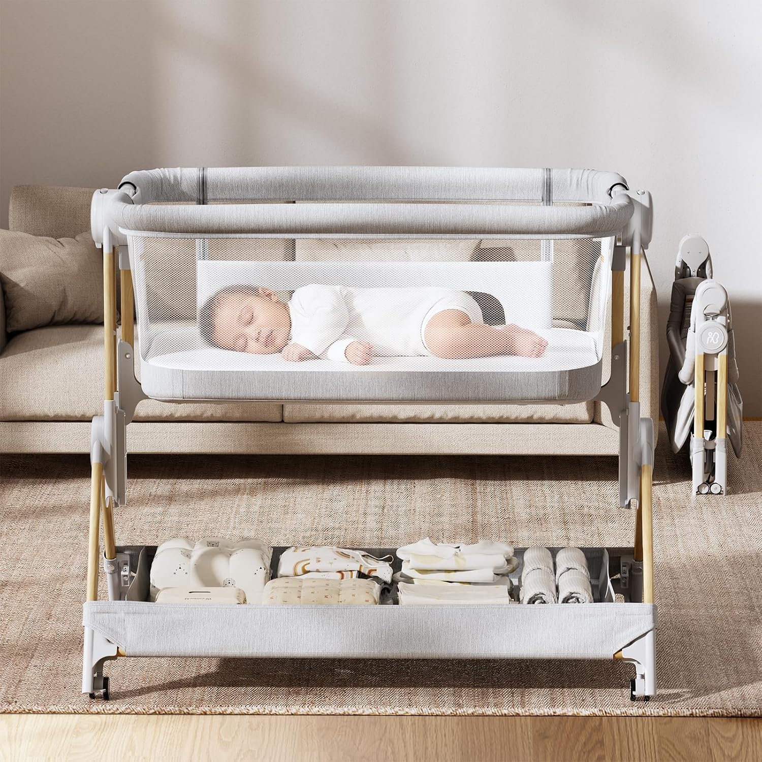 Bassinet Bedside Sleeper - Детская кроватка-люлька 3 в 1, складывающаяся