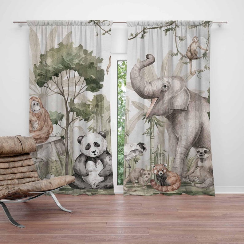 Blackout Curtain Nursery - Шторы с животными в стиле сафари,