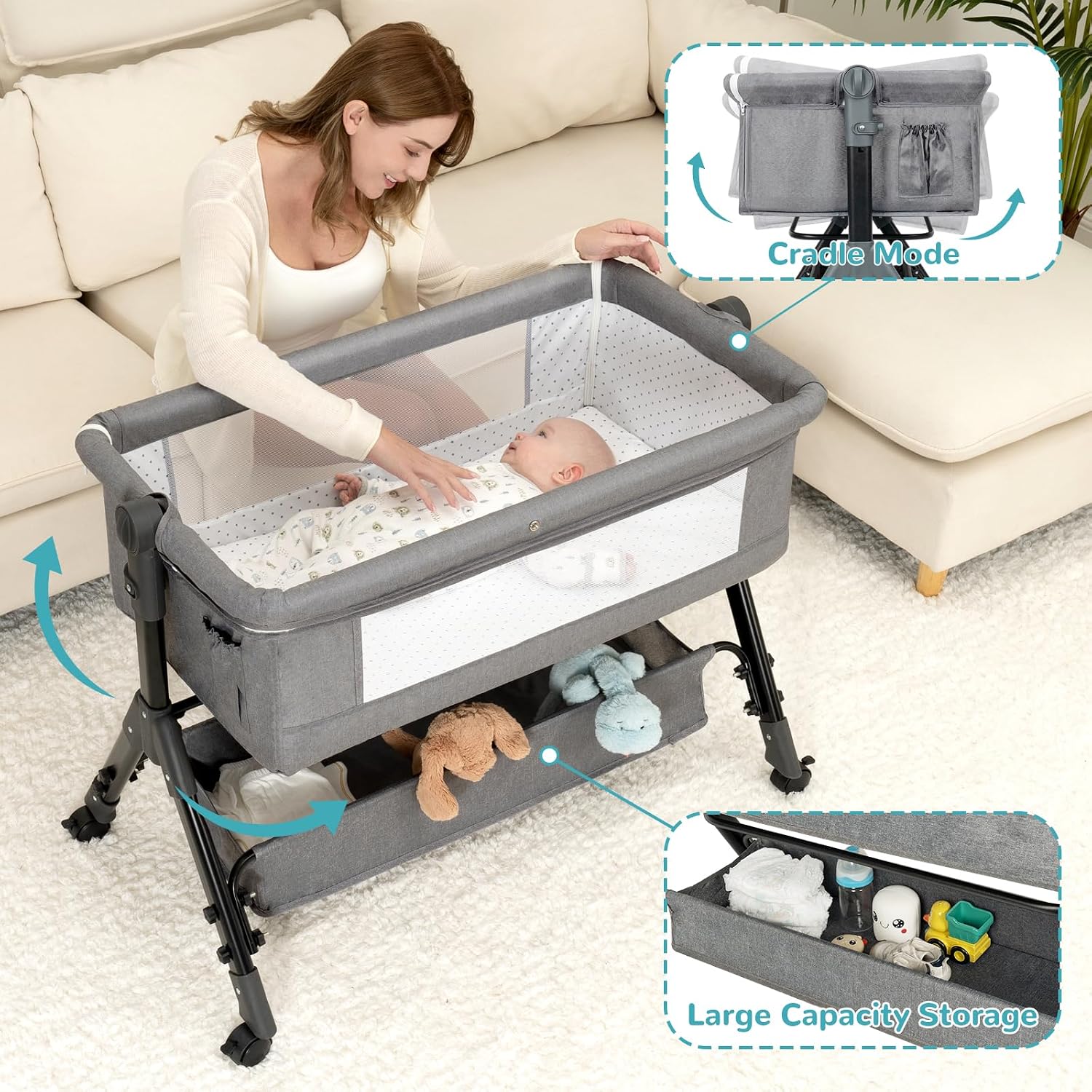 Детская кроватка-люлька 3 в 1, – обзор и цена Bassinet Bedside Sleeper