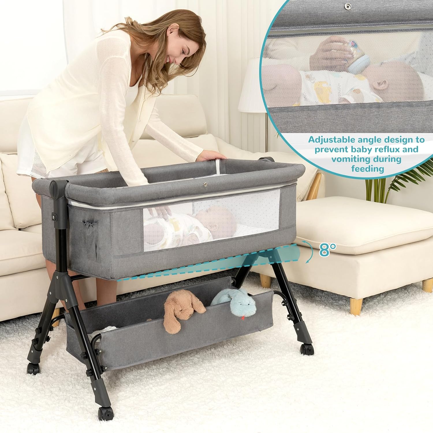 Детская кроватка-люлька 3 в 1, – обзор и цена Bassinet Bedside Sleeper