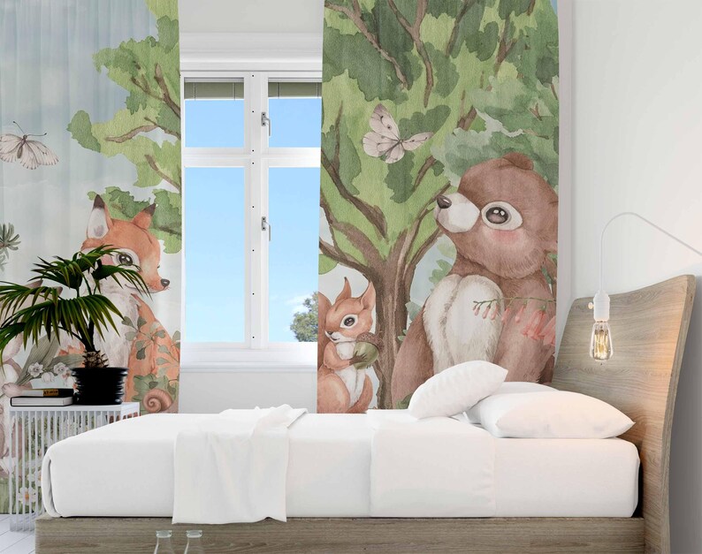 Шторы с лесными животными, дет – обзор и цена Blackout Curtain Nursery