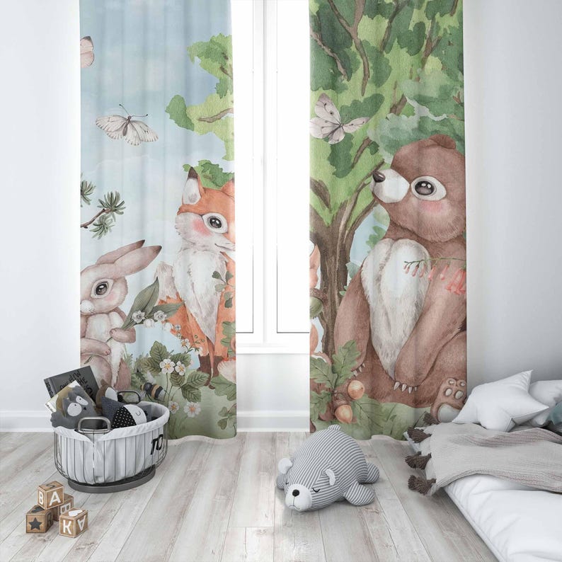 Шторы с лесными животными, дет – обзор и цена Blackout Curtain Nursery