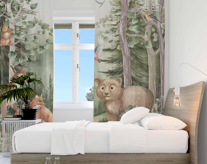 Шторы с лесными животными, дет – обзор и цена Blackout Curtain Nursery