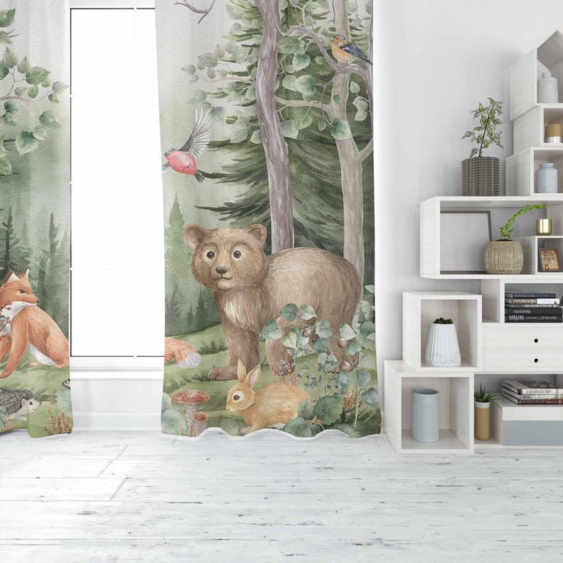 Шторы с лесными животными, дет – обзор и цена Blackout Curtain Nursery