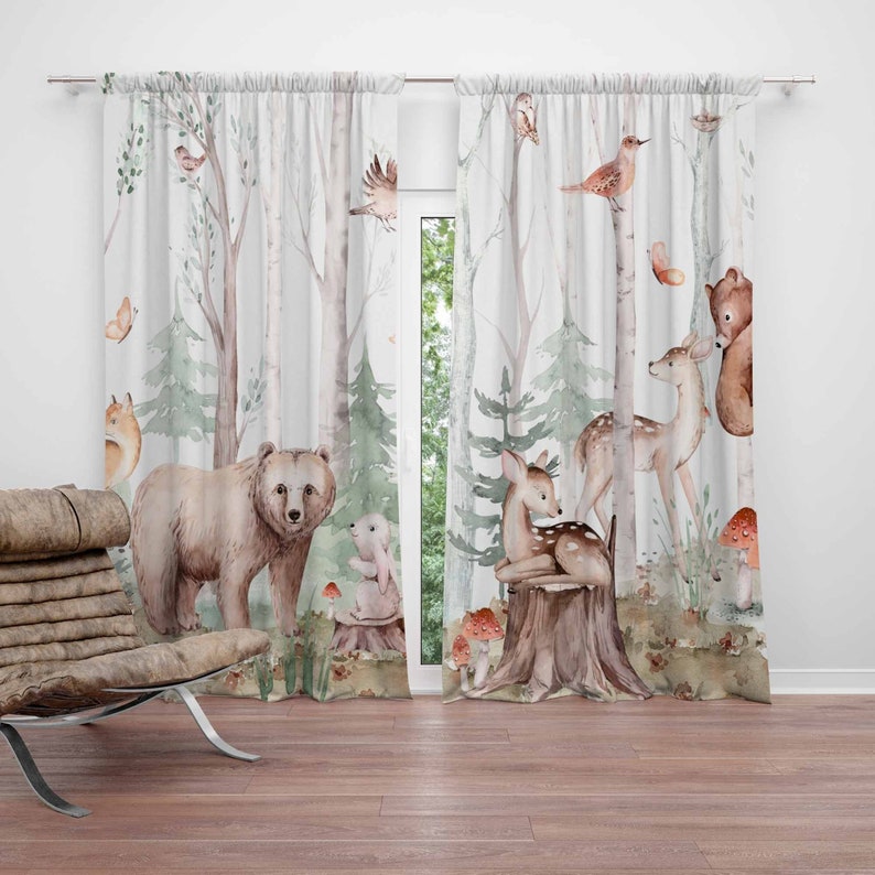 Шторы с лесными животными, дет – обзор и цена Blackout Curtain Nursery