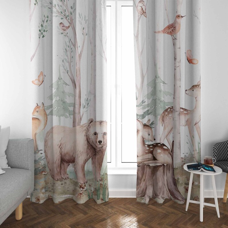 Шторы с лесными животными, дет – обзор и цена Blackout Curtain Nursery