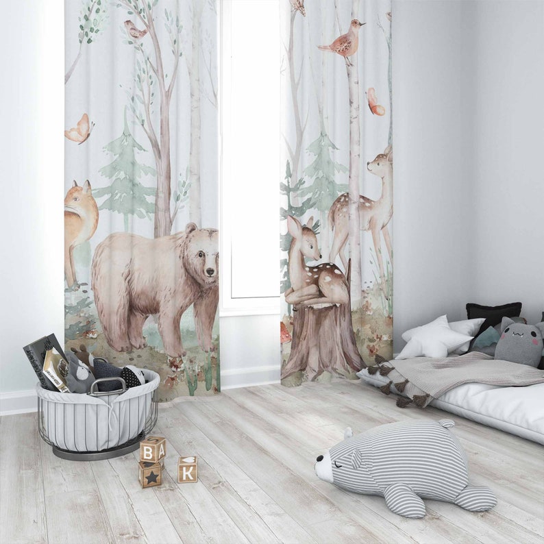 Шторы с лесными животными, дет – обзор и цена Blackout Curtain Nursery